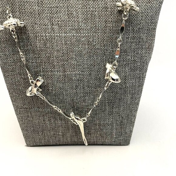 Vtg Wirth of California Necklace Multiple Charms Silver Tone Turtle Frog Bird - Picture 4 of 7